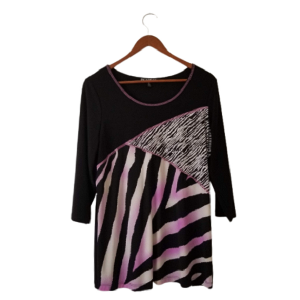 Picadilly Womens 3/4 Sleeve, multicolor Top  - Size M